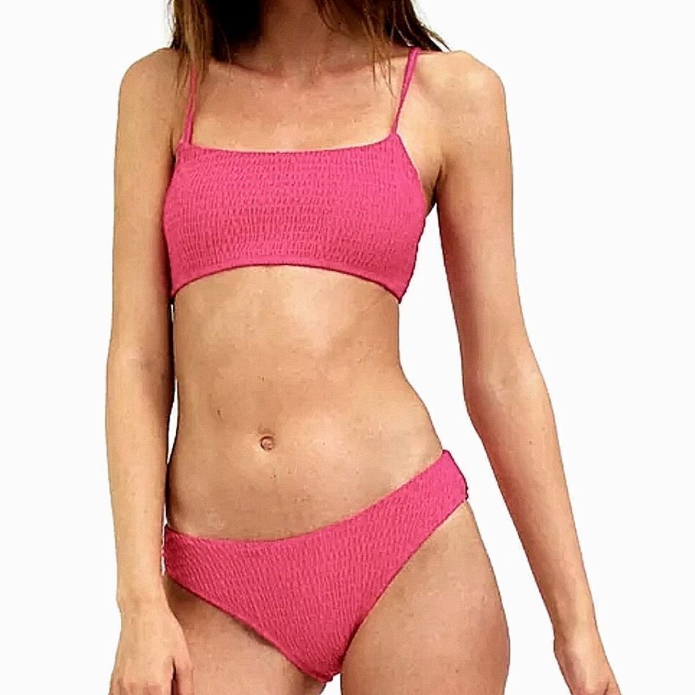 Mosmann Australia Women Havana Pink Neon Ribbed Bikini Swim Top & Bottom…